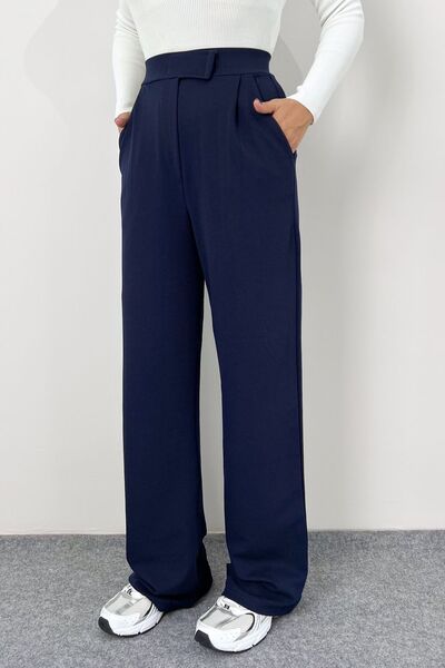La Querta Pantaloni Palazzo de damă cu închidere velcro din Lycra - LQ34