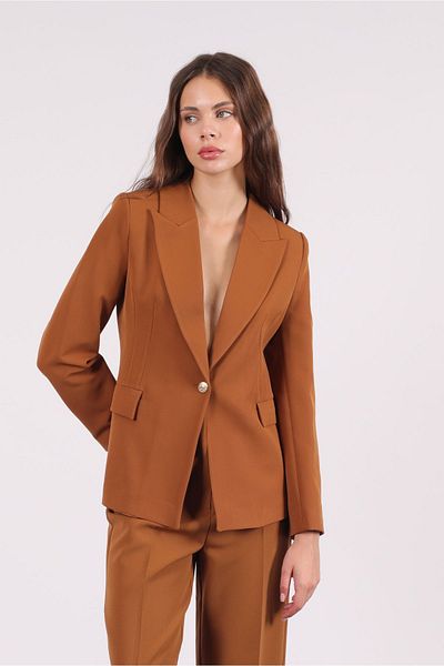 Yake Jachetă Blazer de bază bronz cu un singur nasture