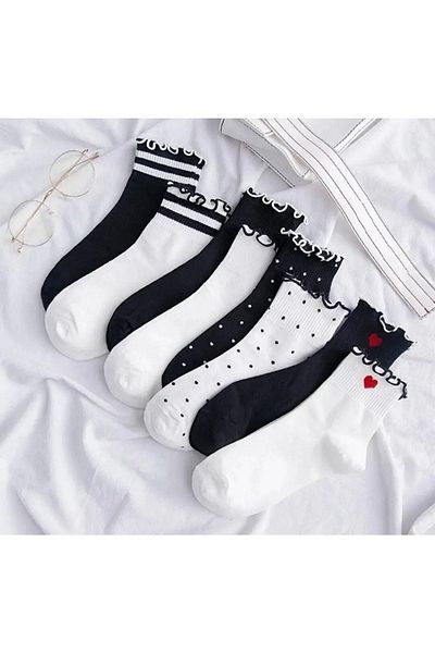 ASGÜL SOCKS 8 ζευγάρια βολάν κολεγιακές κάλτσες