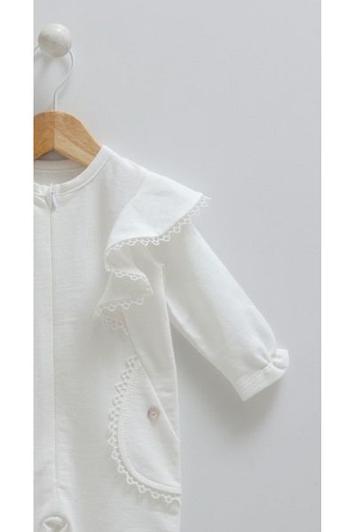 Caramell 100% Cotton Baby Rompers - Ruffle Detailed, Booties (1-3 and 3-6 Months), 6-9 and 9-12 Months Without Booties