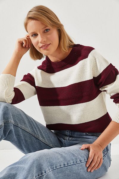 Bianco Lucci Dámsky pruhovaný sveter – Reglan, Model 20246190