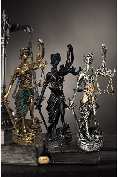 Realistic of Art Museum Heykel Biblo Adalet Terazisi Themis 20 Cm. Antik Gold...