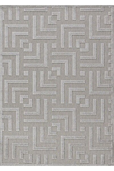 Halıstores Grace 54100-295 Gri Modern Kabartmalı Geometrik Iskandinav Desenli Dekoratif Makine Halısı