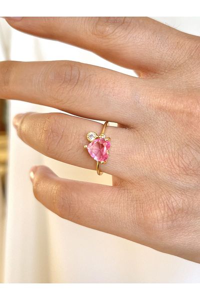 Only Vogue 2 Year Warranty - Gold Color Metal Heart Ring, Certificated and Adjustable