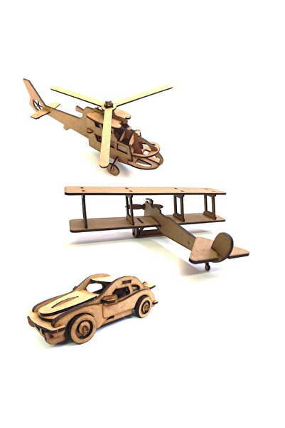 3D MAVİMAKET 3'LÜ Ahşap 3d Maket,Puzzle SETİ 3ST-2
