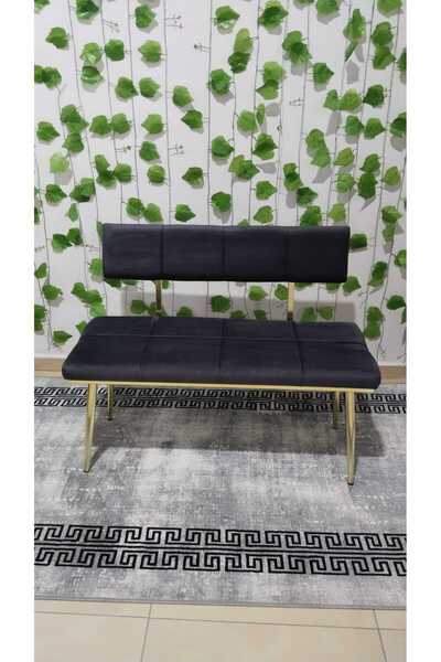 ÖZCAN METAL Metal Ayaklı Sırtlı Gold  Mutfak Salon Antre Yatak Odası Puf Bank Oturak Bench