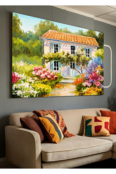 AR AJANS KANVAS TABLO White House Oil Painting Look Canvas in Flowers Picture