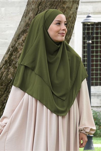 Nowa Scarf Hijab Medium Size Ready Chiffon Souffle Khimar Oil Green