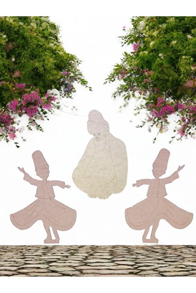 sharp&art Mevlana ve Semazenler Büyük Boy Ahşap Hobi Boyama Seti, 26 cm en x ...