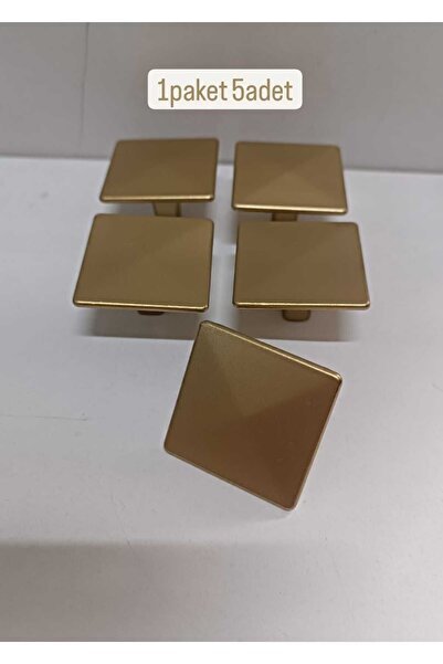 fds MAT ALTIN KARE DÜĞME MOBİLYA KAPAK ÇEKMECE BANYO KULPU METAL (1 PAKET 5 A...