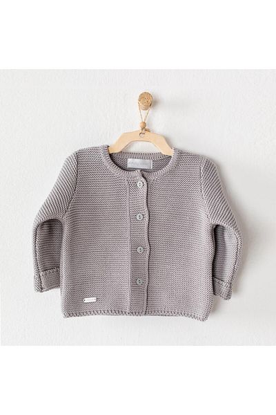 andywawa Basic Gray Baby Boy Cardigan - Knıtwear