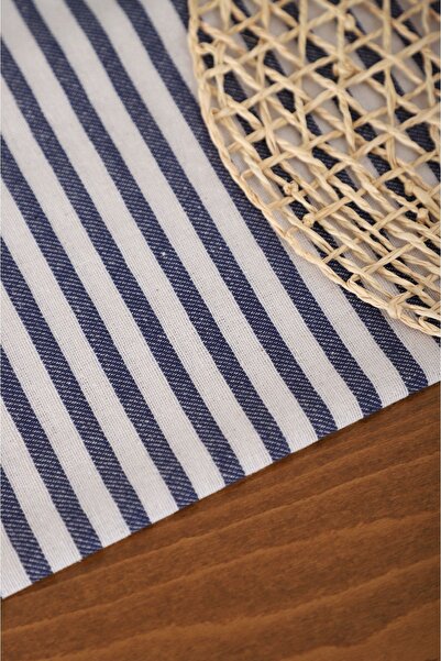 KAMİZ Льняна простирадка - синя в смужку, 40x150 см