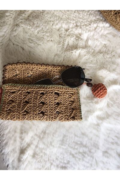Zeynep Çanta Straw Glasses Case Bag, Hand Knitted Glasses Bag, Carrying Bag, Phone Bag