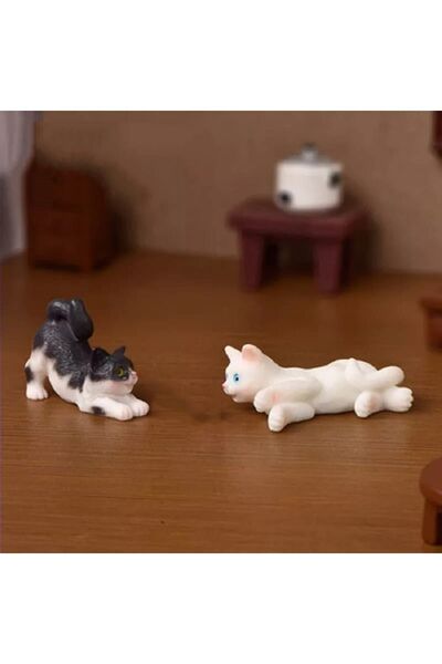 Himi Pasta Süsleri 2'li Kedi Minyatür Figür Karakter Oyuncakları Evcilik Oyun...