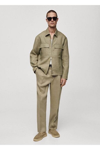 MANGO Man Hemdjacke aus 100 % Leinen mit Taschen