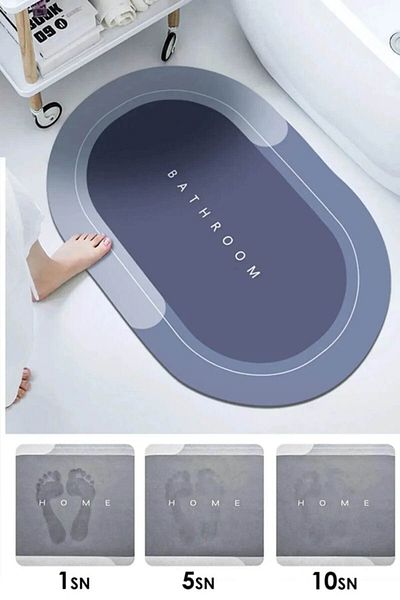 Anadolu Saray Flexible Diatom Oval Bath Mat - Magic Water Absorbent, 40x60