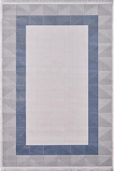 Artemis Halı Mina Gri Mavi Çerçeve Desen Halı 09101c