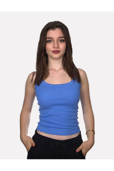 Darkia Μπλε Φαρδύ λουράκι Camisole Crop Μπλούζα - Γυναικεία