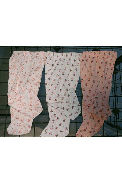 Terry Newborn Patterned Pajamas with Booties - Set of 3