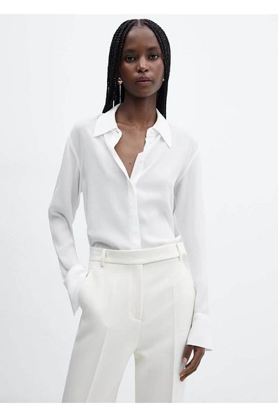MANGO Woman Bluse mit Bindekragen