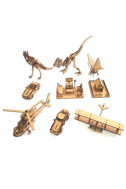3D MAVİMAKET 9'lu Ahşap 3d Maket,puzzle Seti 9st1