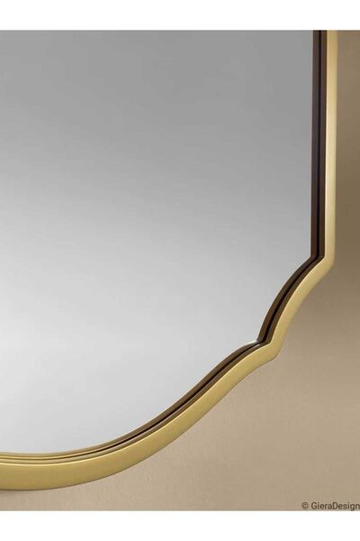 MKS Design Asimetrik Duvar Aynası / Gold Çerçeveli Düzensiz Dekor Ayna / Banyo Aynası