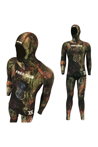 Free-Sub Yamamato 5mm Aspendos Desen Kamuflaj Içi Opencell Avcı Dalış Elbisesi Xl