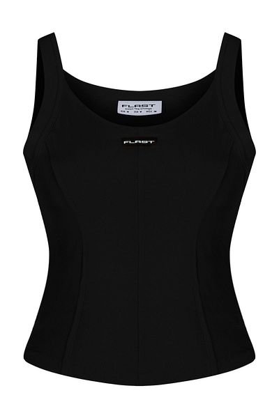 FLAST Black Premium Corset Look Karl Essentials Crop Top - Organic Cotton Bustier