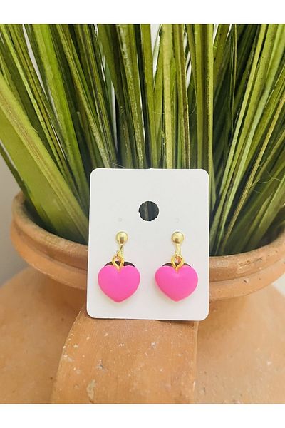 1PARÇAMAVİ Children's earrings with pincered heart clips - HOLE-FREE EARBUBS