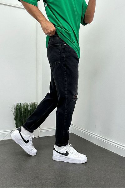 NO61 MAN Boyfriend Black Distressed Jeans