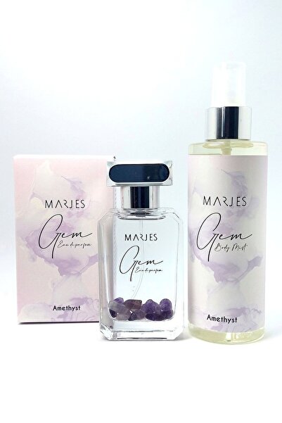 MARJES Ametist Doğal Taşlı Gem Kadın Parfüm 50ml Ve Vücut Spreyi 200ml Seti