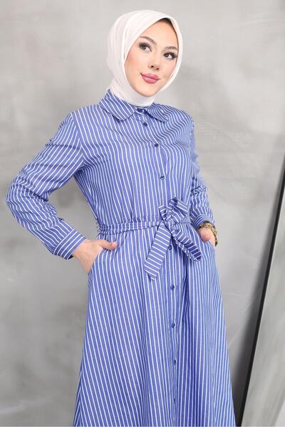 Genel Markalar Çizgili Poplin Elbise BEBE