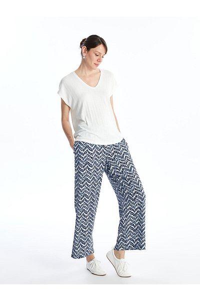 LC Waikiki LCW Grace - Άνετα γυναικεία παντελόνια με σχέδια με ελαστική μέση