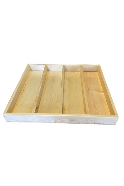 ayfiwood 40x35 cm Kepçelik Çekmece Içi Doğal Ahşap 4 Bölmeli Kepçe,tahta Kaşı...