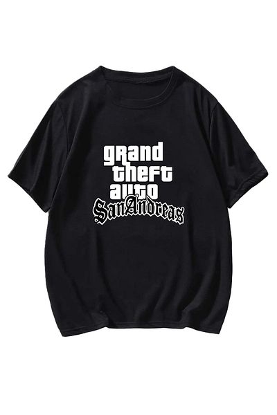 MODARİCH Gta San Andreas 57 T-shirt -black, Printed, Crew Neck, Printed, Short Sleeve, Boyfriend, Loose
