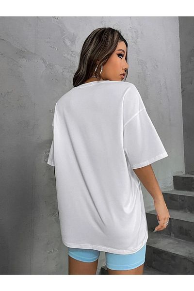 MODARİCH Brooklyn N.y 1898 White T-shirt Baby Blue Short Biker Tights - Tights Bottom Top Set Printed Oversize