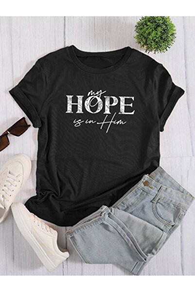 MODARİCH My Hope T-Shirt - Μαύρο εμπριμέ με κοντό μανίκι φαρδύ
