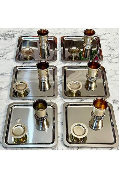 Ara Porselen 6 Kişilik 18 Parça Gümüş Sunum Seti