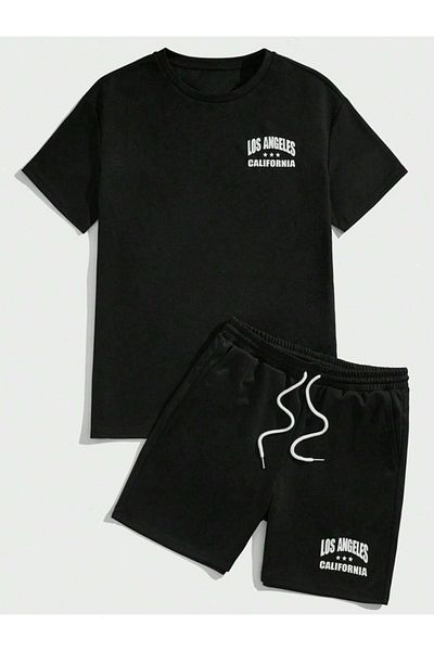 MODARİCH Σετ μπλουζάκι και σορτς με μοτίβο Los Angeles Star - Oversize Crew Neck
