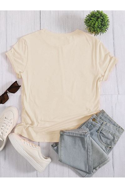 MODARİCH My Hope T-Shirt - Μπεζ με στάμπα με κοντό μανίκι