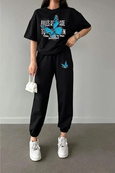 MODARİCH Rules Butterfly T-Shirt Sweatpants - Black Jogger T-Shirt T-Shirt Bo...