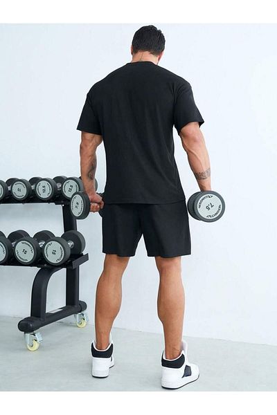MODARİCH City Of Los Angeles T-Shirt Shorts - Black Shorts T-Shirt Top Bottom Set Printed Crew Neck
