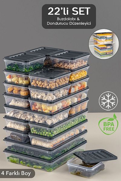 Meleni Home 22 Piece Microwave and Freezer Compatible Storage Container Set - Anthracite