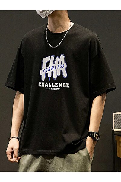 MODARİCH Футболка Fearless Challenge - чорна, з принтом, з круглим вирізом, о...