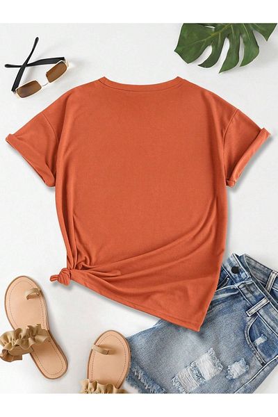 MODARİCH Πορτοκαλί Oversize Spiritual Eye T-Shirt - Crew Neck, κοντό μανίκι