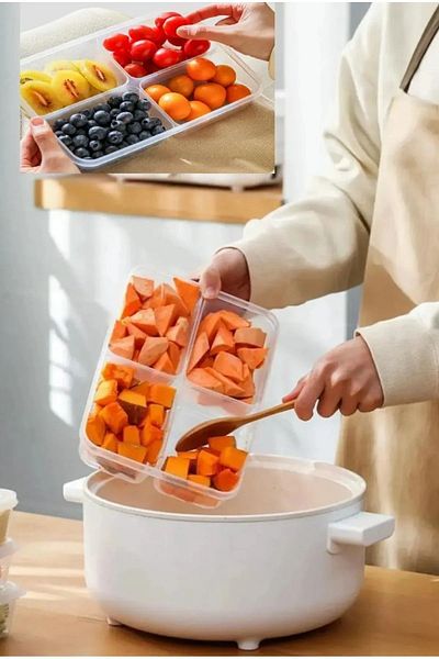 safestore 6 Pieces 4 Compartments - Frozen Sacrifice Mince Icebox Organizer, Large Lunch Meat and Vegetable Storage Container