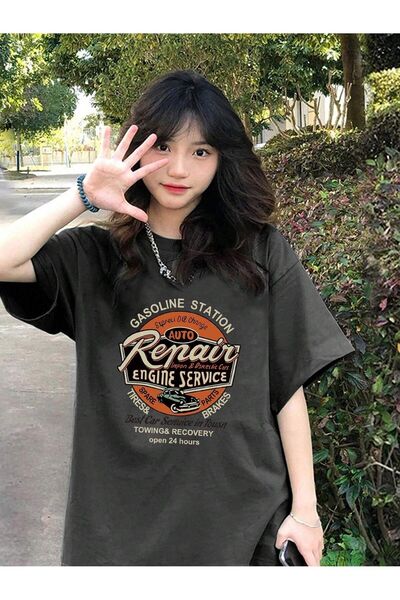 MODARİCH T-Shirt Repair Service - Smoked Printed Oversize Crew Neck Κοντό μαν...