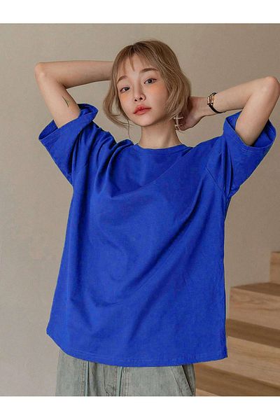 Mythologie T-Shirt Fuctification - Sax Blue Printed Oversize Crew Neck με κοντό μανίκι