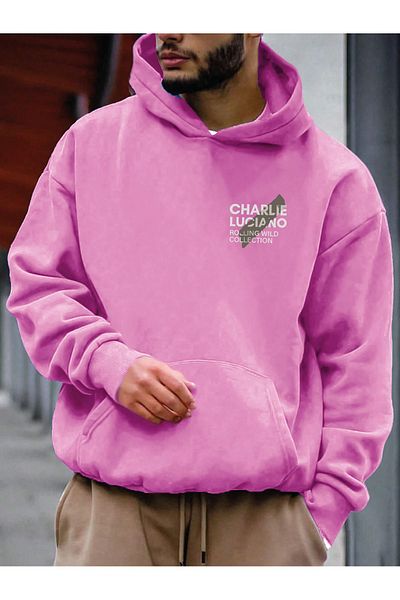 MODARİCH Χειμερινό φούτερ Charlie Luciano Design - Ροζ εμπριμέ Oversize Hoodie Hoodie