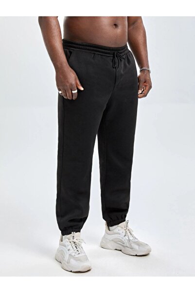 Mythologie Ανδρικό παντελόνι Jogger Bear Face - Μαύρο με στάμπα από καουτσούκ με ψηλή μέση